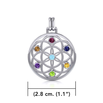 Flower of Life with powerful life force Chakra stone Sterling silver TPD452